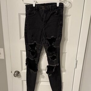 American Eagle Black Destroyed Skinny Jeans Womens 6 regular NEXT LEVEL STRETCH
